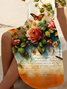 Damen Geblümt Kurzarm Sommer Print Kleid V-Ausschnitt Täglich Lässig Midi Passen & Flare Kleid A-Linien-Kleid