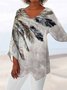 Damen Geometrisch Dreiviertelärmel T-Shirts T-Shirt V-Ausschnitt Print Lässig Frühling/Herbst Oberteile