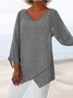Damen Geometrisch Dreiviertelärmel T-Shirts T-Shirt V-Ausschnitt Print Lässig Frühling/Herbst Oberteile