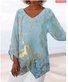 Damen Geometrisch Dreiviertelärmel T-Shirts T-Shirt V-Ausschnitt Print Lässig Frühling/Herbst Oberteile
