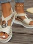 Neu Keilabsatz Pantolette für Damen Metallische Schnalle Hanf Seil Keilabsatz Licht Unterseite Dicker Boden Fisch Mund Kiefer Wurzel Pantolette