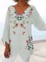 Damen Geometrisch Dreiviertelärmel T-Shirts T-Shirt V-Ausschnitt Print Lässig Frühling/Herbst Oberteile