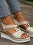 Neu Keilabsatz Pantolette für Damen Metallische Schnalle Hanf Seil Keilabsatz Licht Unterseite Dicker Boden Fisch Mund Kiefer Wurzel Pantolette