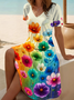 Damen Geblümt Kurzarm Sommer Print Kleid V-Ausschnitt Täglich Lässig Midi Passen & Flare Kleid A-Linien-Kleid