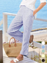 Damen Gestreift Knöchelhose Elastische Taille Hose Lässig Frühling/Herbst Hose