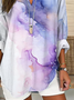 Damen Abstrakt Langarm Bluse Frühling/Herbst Print V-Ausschnitt Täglich Lässig Oberteile