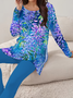 Damen Geblümt Print Zweiteiliges Set Täglich Langarm Lässig Frühling/Herbst Bluse mit Hose Matching Set