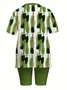 Damen Abstrakt Print Zweiteiliges Set Täglich Kurzarm Lässig Sommer Bluse mit Hose Matching Set