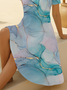 Damen Abstrakt Kurzarm Sommer Print Kleid V-Ausschnitt Täglich Lässig Midi Passen & Flare Kleid A-Linien-Kleid