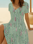 Damen Abstrakt Kurzarm Sommer Print Kleid V-Ausschnitt Täglich Lässig Midi Passen & Flare Kleid A-Linien-Kleid