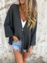 Damen Unifarben Frühling/Herbst Aufdecken Retro Nahtverarbeitung Leicht Strickjacke