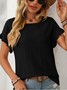 Damen Geometrisch Kurzarm T-Shirts T-Shirt Rundhals Jacquard Lässig Sommer Oberteile