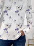 Damen Geblümt Langarm T-Shirts T-Shirt Rundhals Print Lässig Frühling/Herbst T-Shirt mit Grafik Oberteile