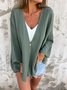 Damen Unifarben Frühling/Herbst Aufdecken Retro Nahtverarbeitung Leicht Strickjacke