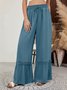 Damen Unifarben Lang Elastische Taille Hose Lässig Frühling/Herbst Hose