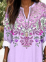 Damen Geblümt Langarm Bluse Frühling/Herbst Print V-Ausschnitt Täglich Lässig Oberteile