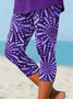 Damen Abstrakt Caprihosen Elastische Taille Hose Lässig Sommer Hose