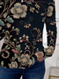 Damen Geblümt Langarm T-Shirts T-Shirt Rundhals Print Lässig Frühling/Herbst T-Shirt mit Grafik Oberteile