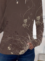 Damen Geblümt Langarm T-Shirts T-Shirt Rundhals Print Lässig Frühling/Herbst T-Shirt mit Grafik Oberteile