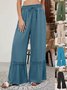 Damen Unifarben Lang Elastische Taille Hose Lässig Frühling/Herbst Hose