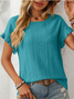 Damen Geometrisch Kurzarm T-Shirts T-Shirt Rundhals Jacquard Lässig Sommer Oberteile