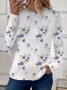 Damen Geblümt Langarm T-Shirts T-Shirt Rundhals Print Lässig Frühling/Herbst T-Shirt mit Grafik Oberteile