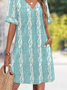 Damen Gestreift Kurzarm Sommer Kleid V-Ausschnitt Täglich Lässig Midi Passen & Flare Kleid A-Linien-Kleid