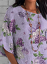 Damen Geblümt Halbarm T-Shirts T-Shirt Rundhals Lässig Sommer Oberteile