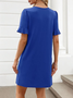 Damen Unifarben Kurzarm Sommer Kleid V-Ausschnitt Täglich Lässig Midi Passen & Flare Kleid A-Linien-Kleid