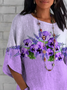 Damen Geblümt Halbarm T-Shirts T-Shirt Rundhals Lässig Sommer Oberteile