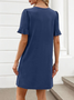 Damen Unifarben Kurzarm Sommer Kleid V-Ausschnitt Täglich Lässig Midi Passen & Flare Kleid A-Linien-Kleid