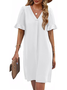 Damen Unifarben Kurzarm Sommer Kleid V-Ausschnitt Täglich Lässig Midi Passen & Flare Kleid A-Linien-Kleid