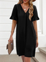 Damen Unifarben Kurzarm Sommer Kleid V-Ausschnitt Täglich Lässig Midi Passen & Flare Kleid A-Linien-Kleid