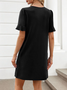 Damen Unifarben Kurzarm Sommer Kleid V-Ausschnitt Täglich Lässig Midi Passen & Flare Kleid A-Linien-Kleid