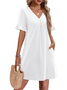 Damen Unifarben Kurzarm Sommer Kleid V-Ausschnitt Täglich Lässig Midi Passen & Flare Kleid A-Linien-Kleid