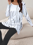 Damen Abstrakte Tupfen Print Zweiteiliges Set Täglich Langarm Lässig Frühling/Herbst Bluse mit Hose Matching Set