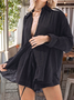 Damen Unifarben Nahtverarbeitung Zweiteiliges Set Täglich Langarm Lässig Frühling/Herbst Bluse mit Hose Matching Set