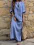 Damen Gestreift Langarm Frühling/Herbst Print Kleid U-Ausschnitt Täglich Retro Maxikleid Tanktop A-Linien-Kleid