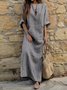 Damen Gestreift Langarm Frühling/Herbst Print Kleid U-Ausschnitt Täglich Retro Maxikleid Tanktop A-Linien-Kleid