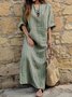 Damen Gestreift Langarm Frühling/Herbst Print Kleid U-Ausschnitt Täglich Retro Maxikleid Tanktop A-Linien-Kleid