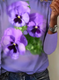 Damen Geblümt Langarm T-Shirts T-Shirt Rundhals Print Lässig Frühling/Herbst T-Shirt mit Grafik Oberteile