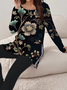 Damen Geblümt Print Zweiteiliges Set Täglich Langarm Lässig Frühling/Herbst Bluse mit Hose Matching Set