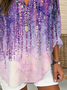 Damen Abstrakt Langarm Bluse Frühling/Herbst Print V-Ausschnitt Täglich Lässig Oberteile