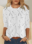 Damen Gestreift Langarm T-Shirts T-Shirt Rundhals Lässig Frühling/Herbst Oberteile