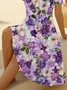 Damen Geblümt Kurzarm Sommer Print Kleid V-Ausschnitt Täglich Lässig Midi Passen & Flare Kleid A-Linien-Kleid