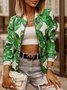 Damen Frühling/Herbst Oberbekleidung Retro Print Geblümt Langarm Stehkragen Jacke