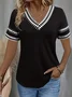 Damen Geometrisch Kurzarm T-Shirts T-Shirt V-Ausschnitt Print Lässig Sommer T-Shirt mit Grafik Oberteile