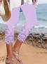 Damen Geblümt Caprihosen Elastische Taille Hose Lässig Sommer Hose