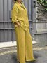 Damen Unifarben Verstellbarer Riemen Zweiteiliges Set Täglich Langarm Lässig Frühling/Herbst Bluse mit Hose Matching Set