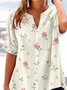 Damen Geblümt Kurzarm Bluse Sommer Print V-Ausschnitt Täglich Lässig Oberteile